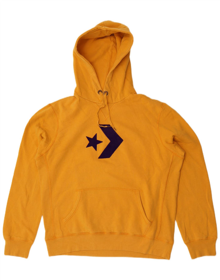Converse Mens Graphic Hoodie Jumper Large Yellow Cotton