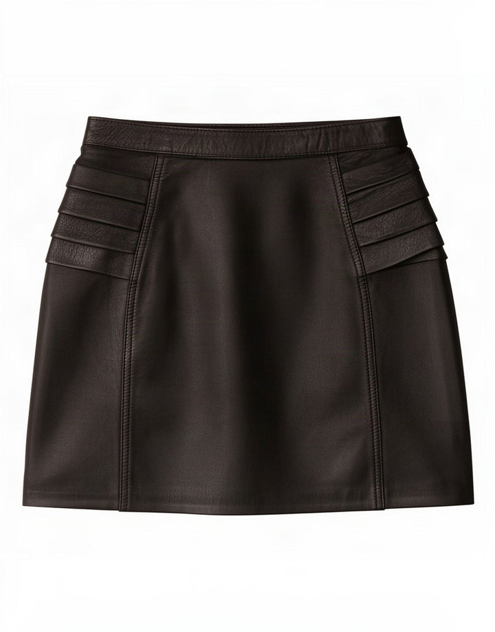 Vintage Womens Leather Skirt IT 42 Medium W26 Black