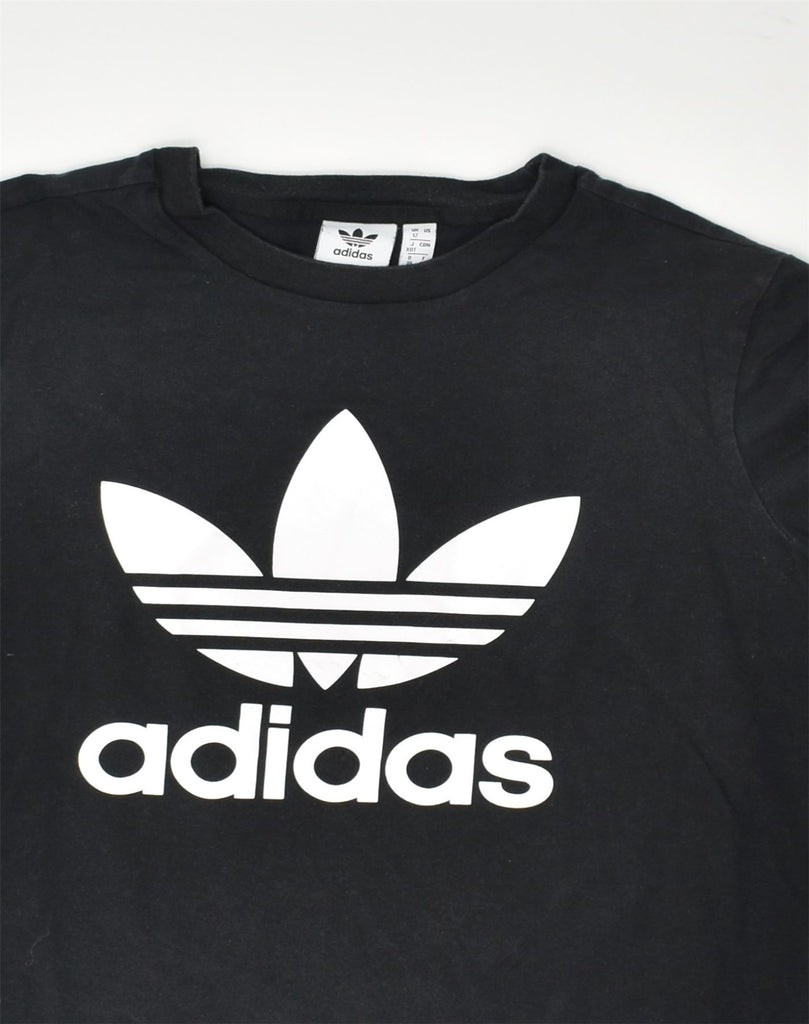 ADIDAS Womens Graphic T-Shirt Top UK 12 Medium Black Cotton | Vintage Adidas | Thrift | Second-Hand Adidas | Used Clothing | Messina Hembry 