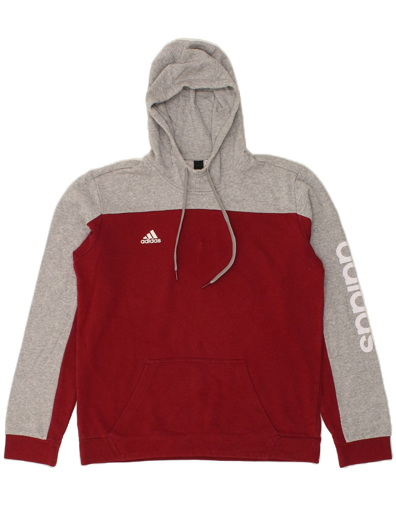 ADIDAS Mens Graphic Hoodie Jumper Medium Red Colourblock | Vintage Adidas | Thrift | Second-Hand Adidas | Used Clothing | Messina Hembry 