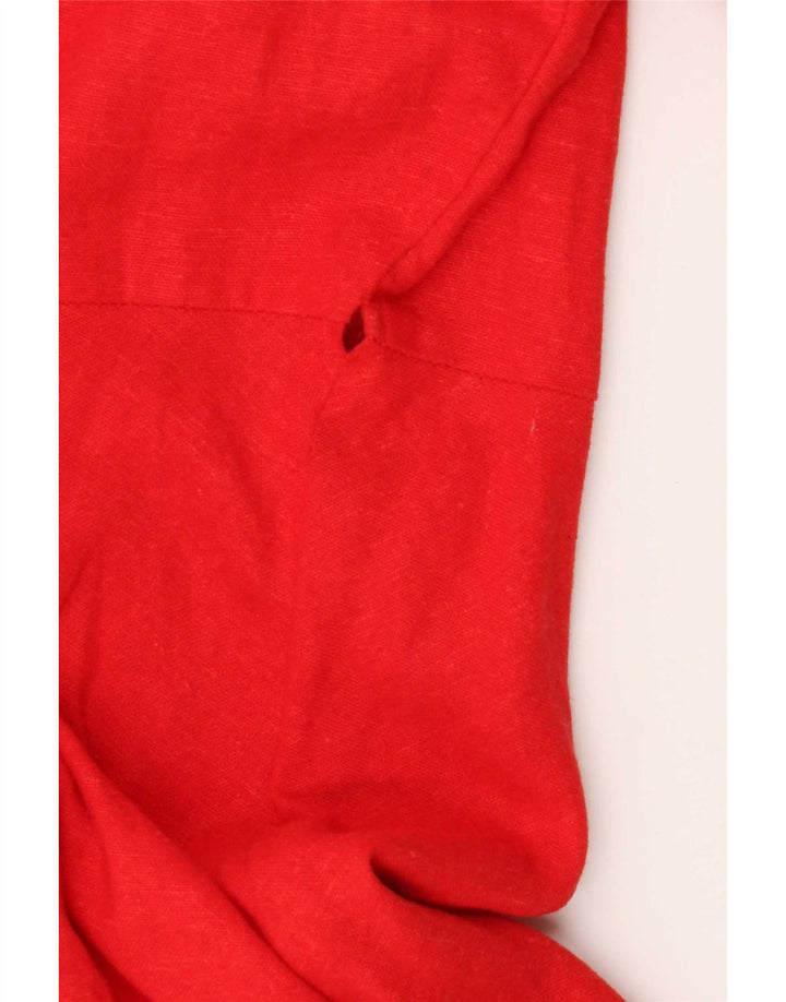 Zara Womens Wrap Dress UK 6 XS Red Linen