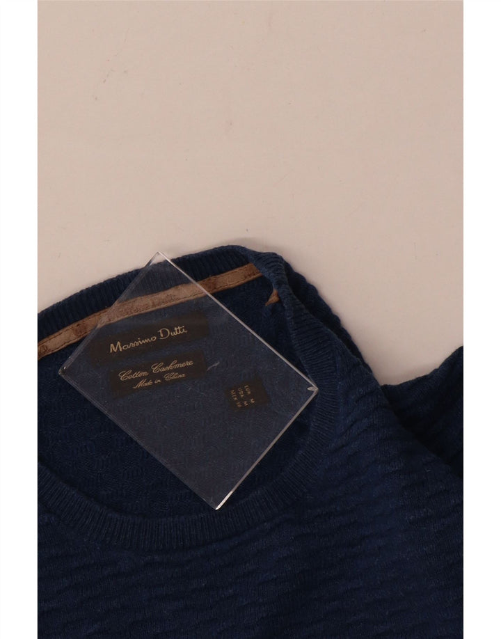 Massimo Dutti Mens Crew Neck Jumper Sweater Medium Blue Cotton