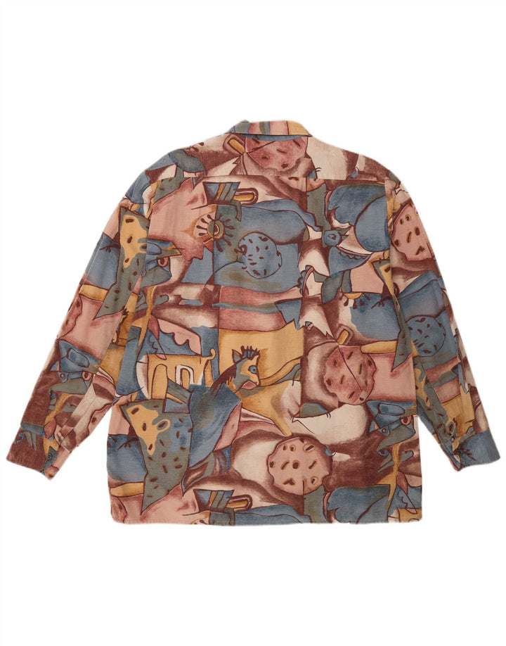 Vintage Mens Abstract Pattern Shirt Medium Multicoloured