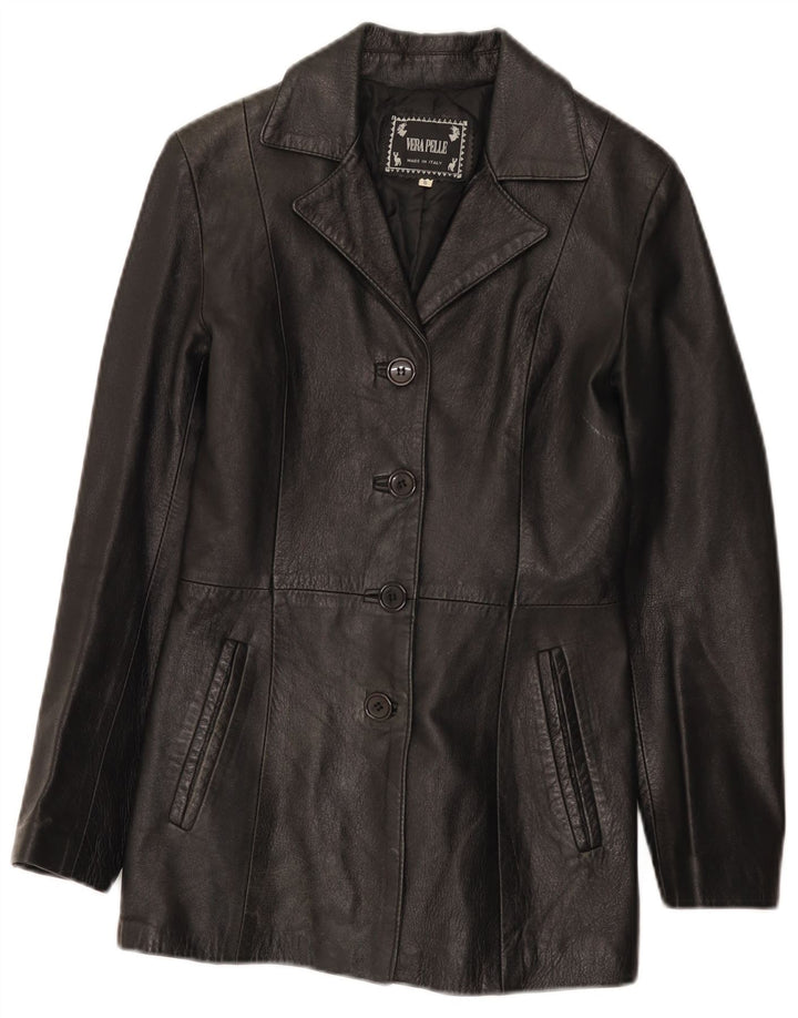 Vintage Womens Leather Jacket UK 8 Small Black Leather