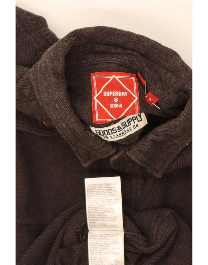 Superdry Mens Flannel Shirt Large Brown Cotton