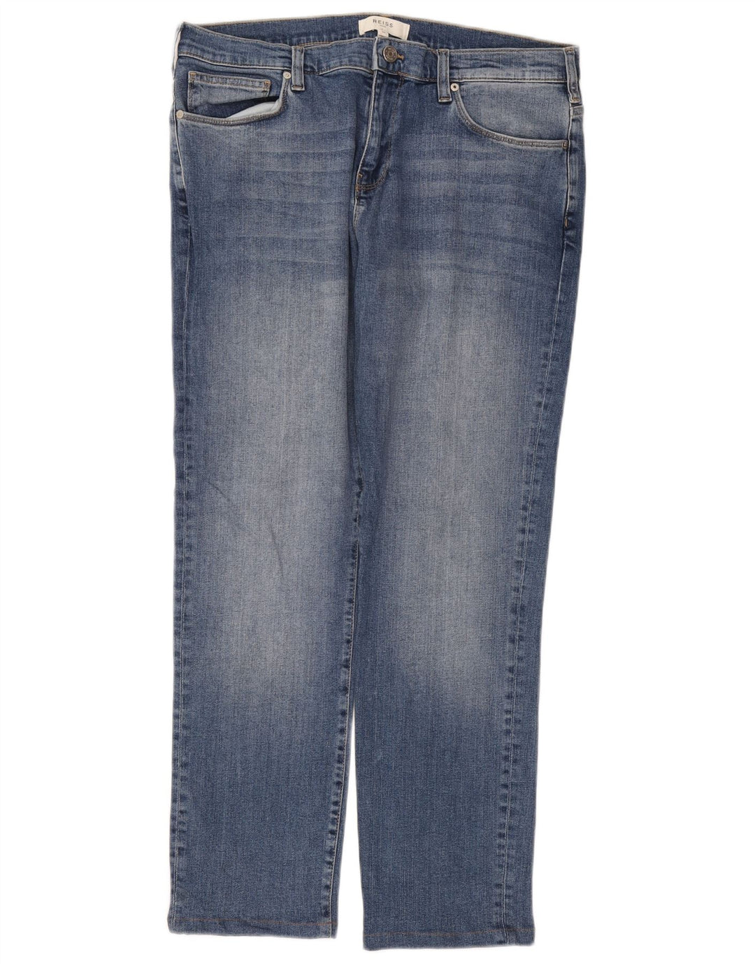 Reiss Mens Straight Jeans W34 L28 Blue Cotton