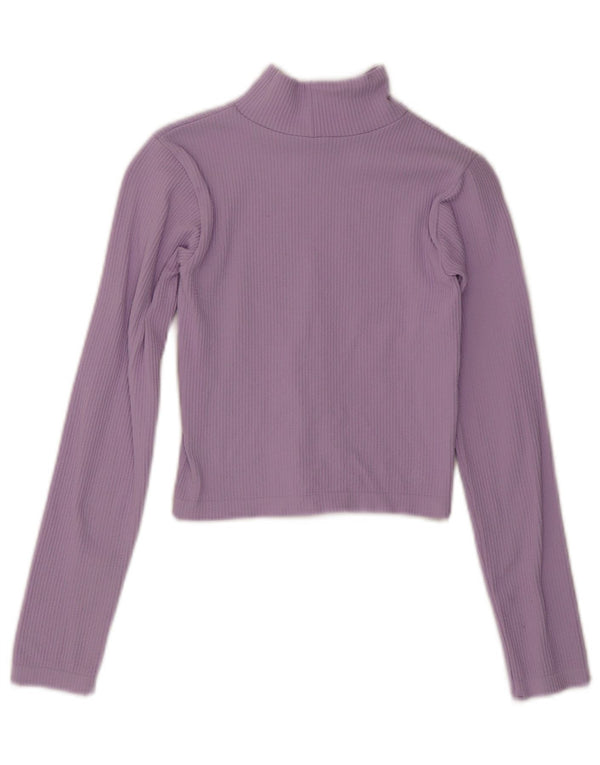 Zara Womens Crop Top Long Sleeve UK 10 Small Purple
