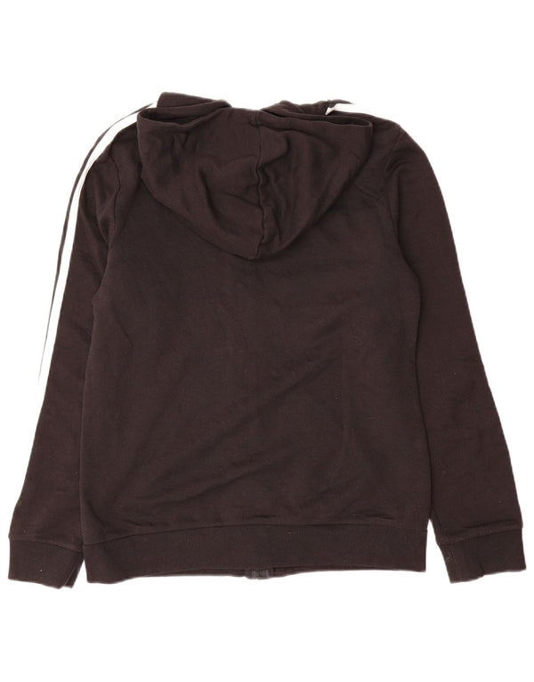 Adidas Womens Zip Hoodie Sweater UK 12/14 Medium Black Colourblock Cotton