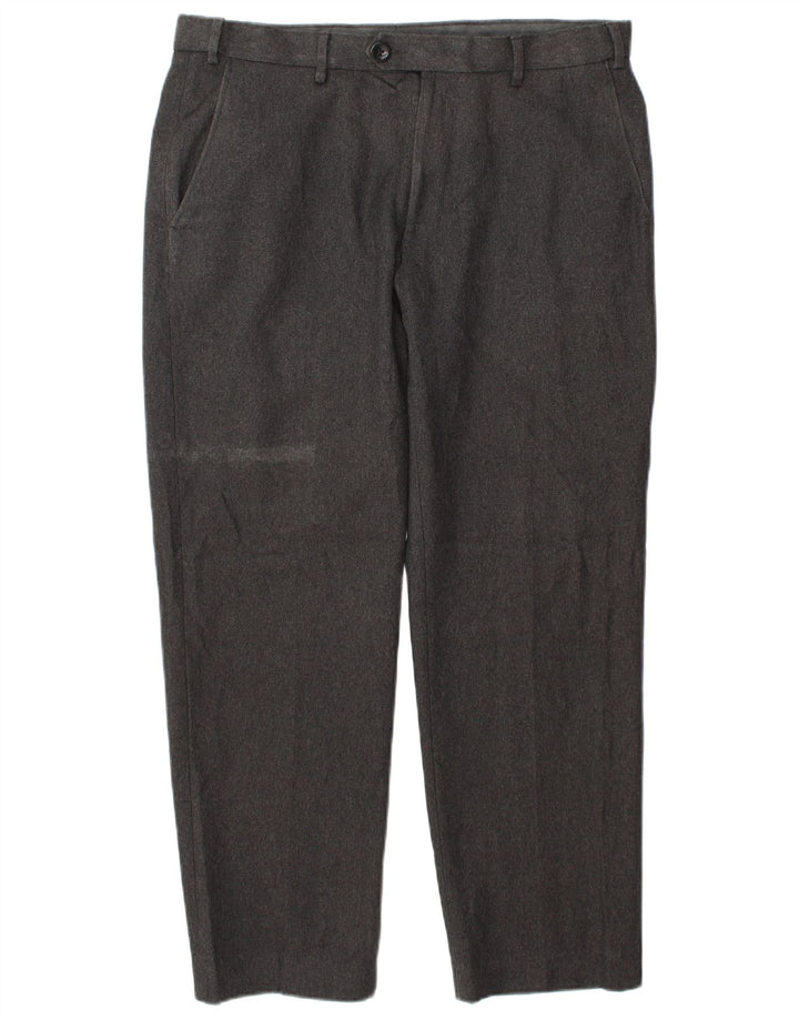 Marks & Spencer Mens Regular Fit Casual Trousers W34 L29 Grey Polyester