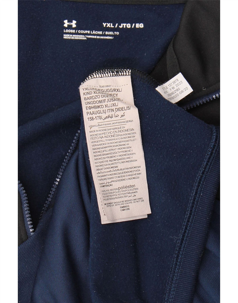 UNDER ARMOUR Boys Tracksuit Top Jacket 13-14 Years XL Navy Blue Vintage Under Armour and Second-Hand Under Armour from Messina Hembry 