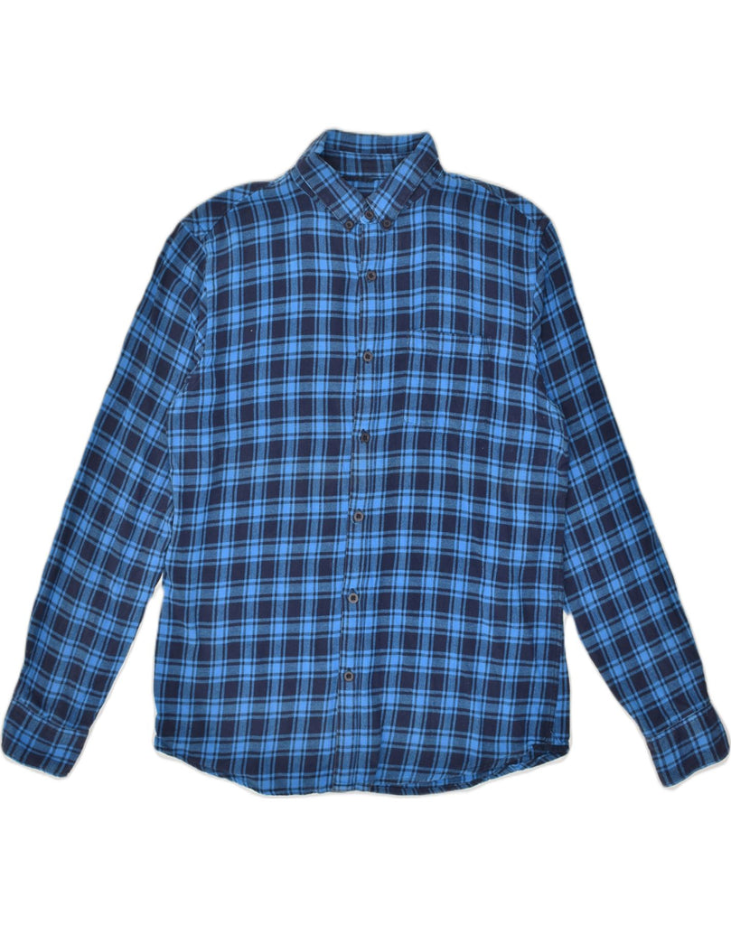 PULL & BEAR Mens Flannel Shirt Size 38 Medium Blue Check Cotton | Vintage Pull & Bear | Thrift | Second-Hand Pull & Bear | Used Clothing | Messina Hembry 