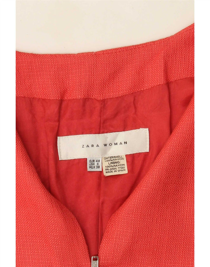 Zara Womens 3/4 Sleeve Bolero Jacket EU 40 Medium Red Rayon