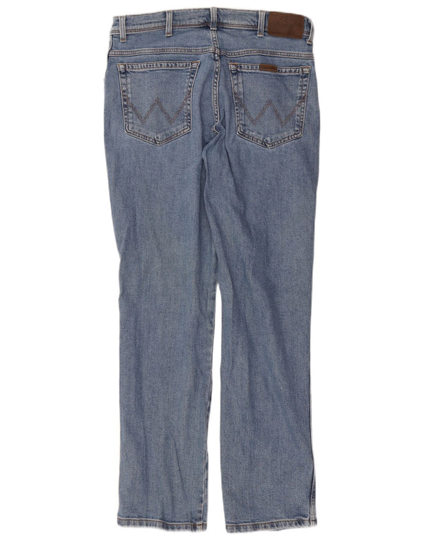 Wrangler Mens Regular Fit Straight Jeans W34 L32 Blue Cotton