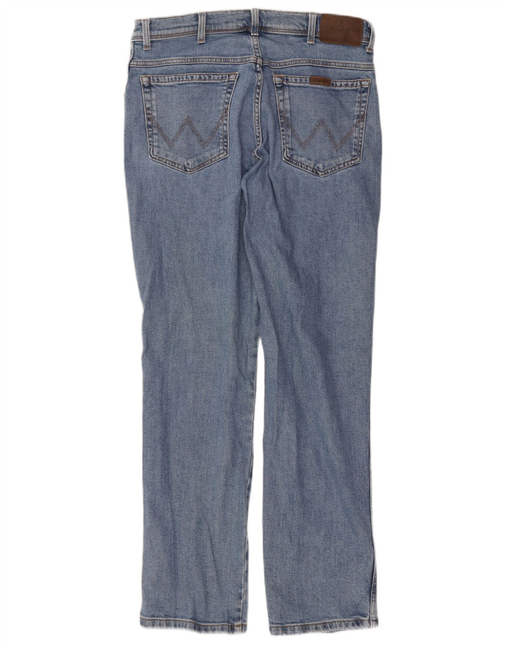 Wrangler Mens Regular Fit Straight Jeans W34 L32 Blue Cotton