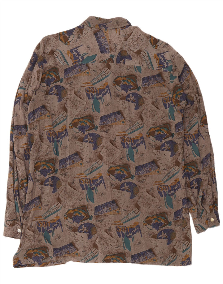 Vintage Mens Abstract Pattern Shirt Size 41/42 Large Grey Viscose
