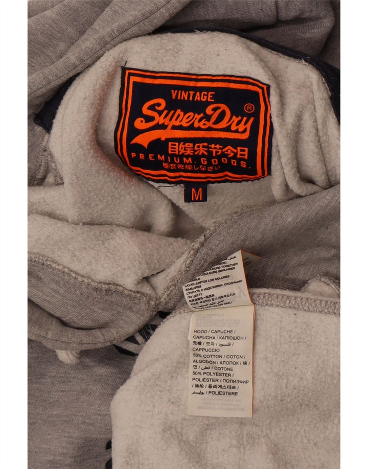 Superdry Mens Graphic Hoodie Jumper Medium Grey Cotton
