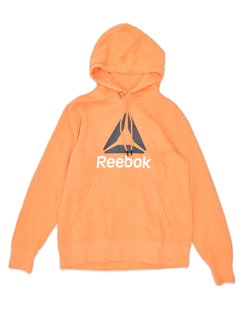 REEBOK Womens Graphic Hoodie Jumper Small Orange Cotton | Vintage | Thrift | Second-Hand | Used Clothing | Messina Hembry 