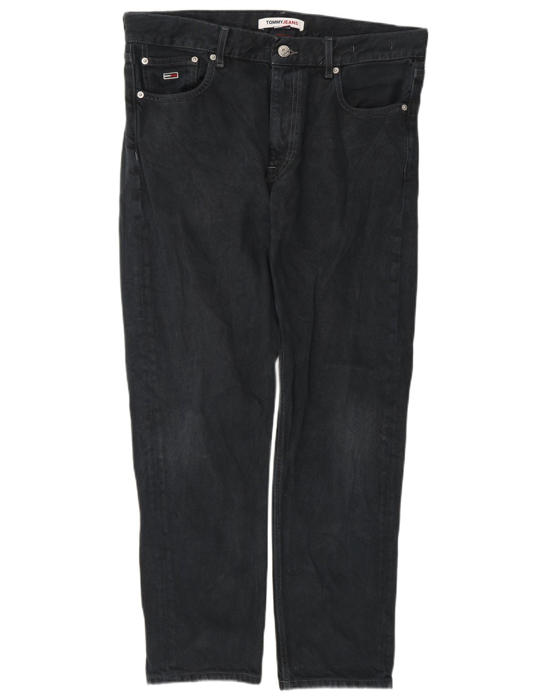 Tommy Hilfiger Mens Regular Tapered Jeans W32 L30 Black Cotton