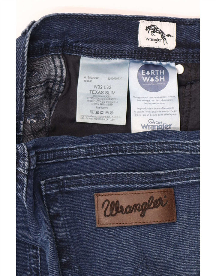 Wrangler Mens Texas Slim Jeans W32 L26 Navy Blue Cotton