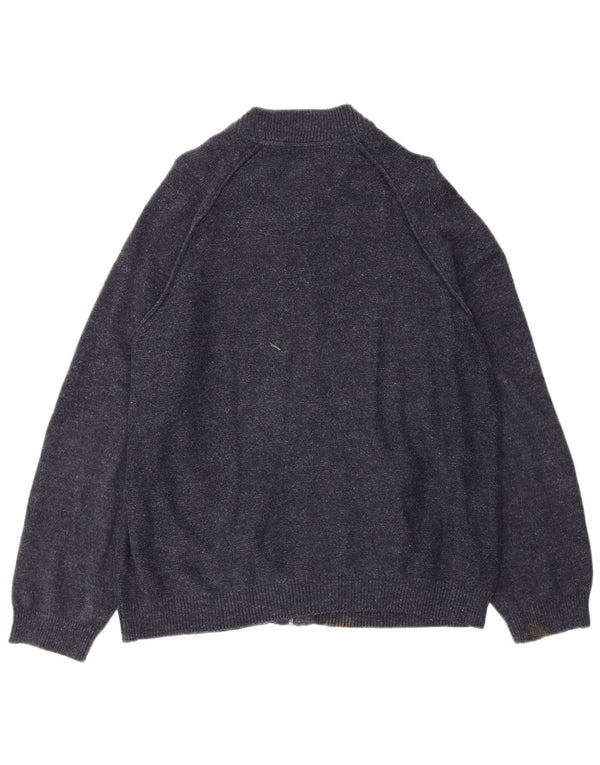 Marks & Spencer Mens Cardigan Sweater UK 18 XL Navy Blue Flecked Cotton