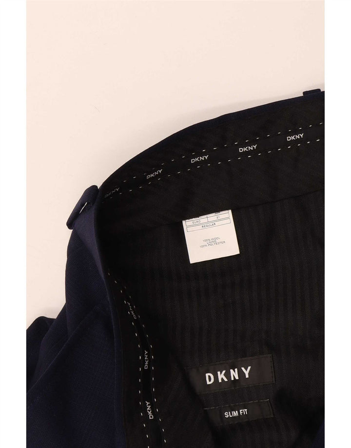 Dkny Womens Slim Fit Suit Trousers W34 L29 Navy Blue Wool
