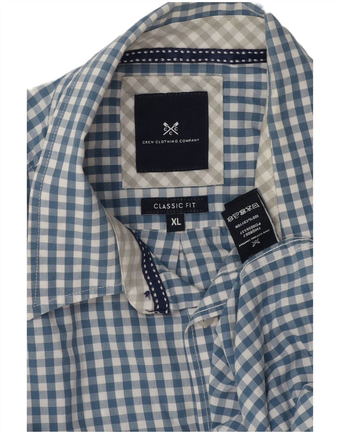 Crew Clothing Mens Classic Fit Shirt XL Blue Gingham Cotton