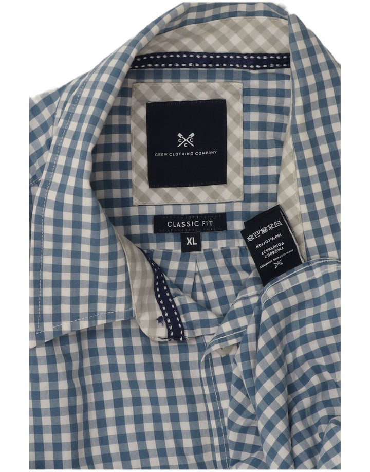 Crew Clothing Mens Classic Fit Shirt XL Blue Gingham Cotton