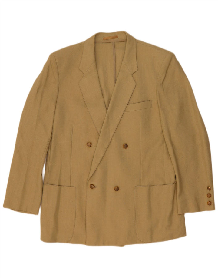 Vintage Mens Double Breasted Blazer Jacket UK 44 2XL Beige