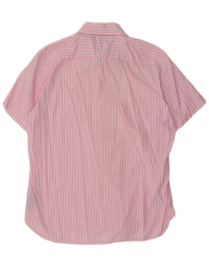 Tommy Bahama Mens Short Sleeve Shirt Large Pink Pinstripe Cotton