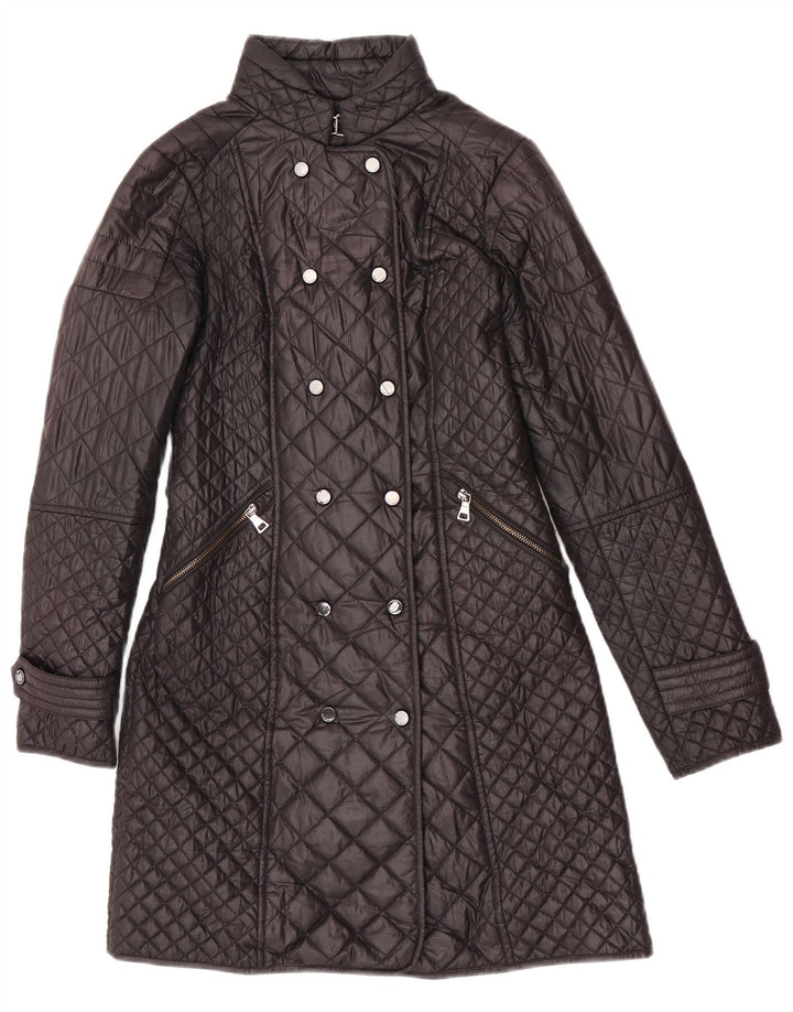 Zara Womens Quilted Overcoat UK 6 XS Black Polyester