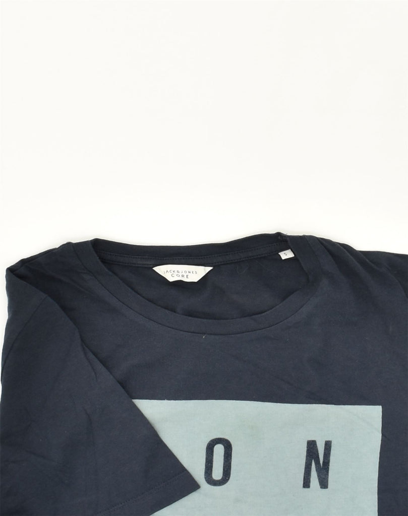 JACK & JONES Mens Core Graphic T-Shirt Top Small Navy Blue Cotton | Vintage Jack & Jones | Thrift | Second-Hand Jack & Jones | Used Clothing | Messina Hembry 