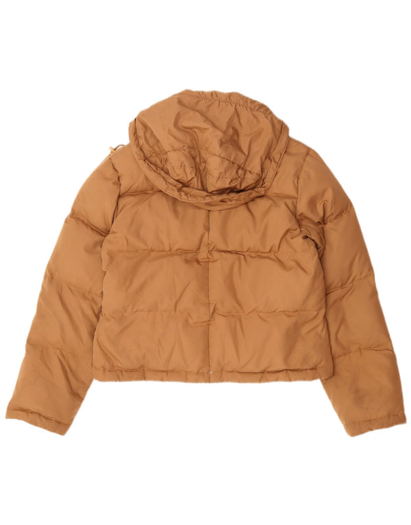 Phard Womens Crop Hooded Padded Jacket UK 16 Large Brown Polyester