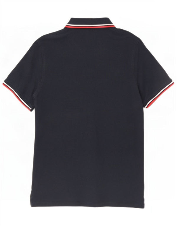 Jack & Jones Mens Polo Shirt Medium Navy Blue Striped Cotton