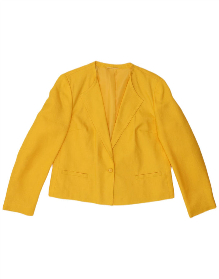 RAVENS Womens Crop 1 Button Blazer Jacket IT 42 Medium Yellow Polyester