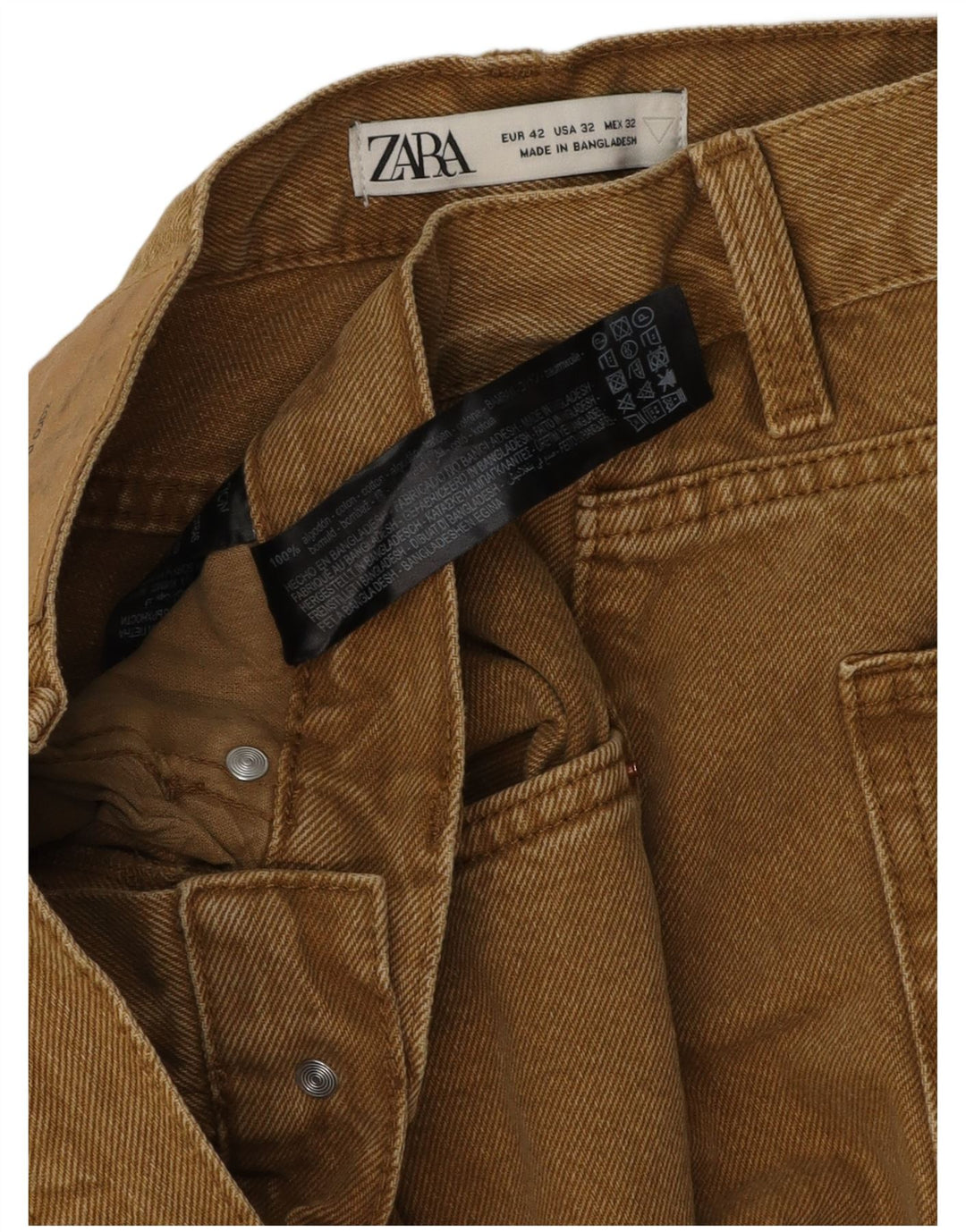 Zara Mens Slim Jeans EU 42 Large W32 L27 Beige Cotton