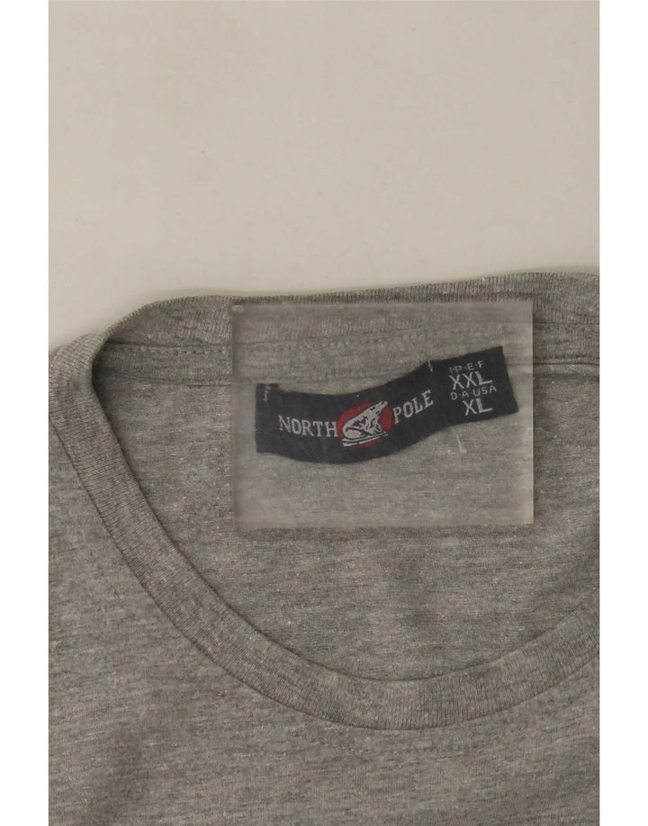 North Pole Mens Graphic T-Shirt Top XL Grey Flecked