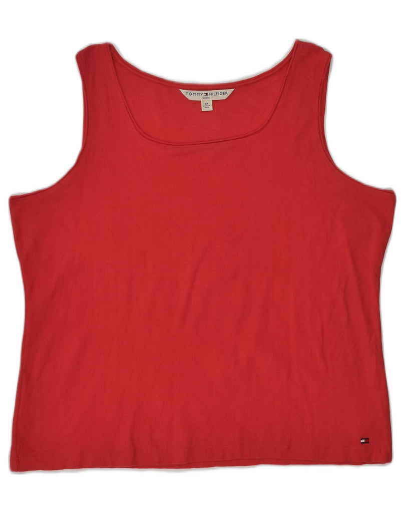 TOMMY HILFIGER Womens Vest Top UK 20 2XL Red Cotton | Vintage Tommy Hilfiger | Thrift | Second-Hand Tommy Hilfiger | Used Clothing | Messina Hembry 