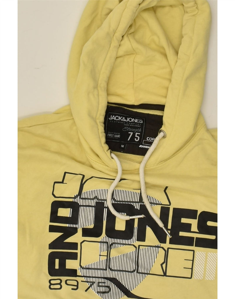 JACK & JONES Mens Graphic Hoodie Jumper  Medium Yellow | Vintage Jack & Jones | Thrift | Second-Hand Jack & Jones | Used Clothing | Messina Hembry 