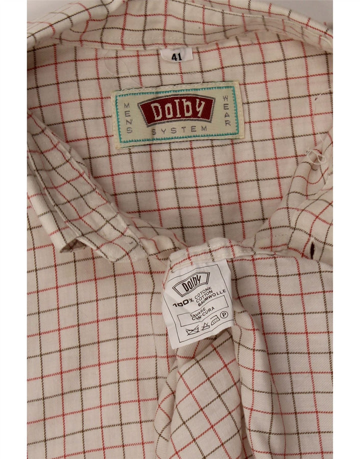 VINTAGE Mens Shirt Size 41 Large White Check Cotton
