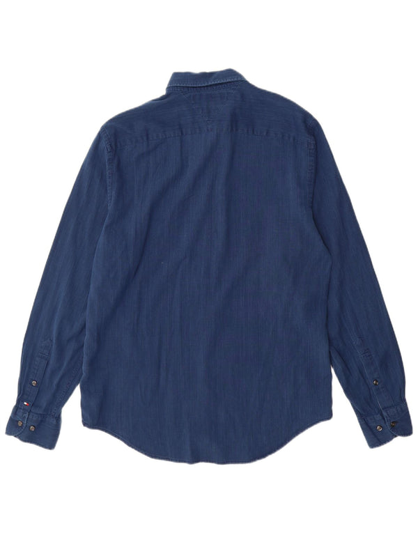 TOMMY HILFIGER Mens New York Fit Shirt Medium Blue Cotton