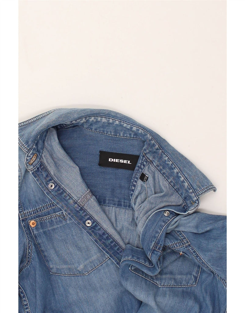 DIESEL Womens Denim Shirt UK 0 2XS Blue | Vintage Diesel | Thrift | Second-Hand Diesel | Used Clothing | Messina Hembry 