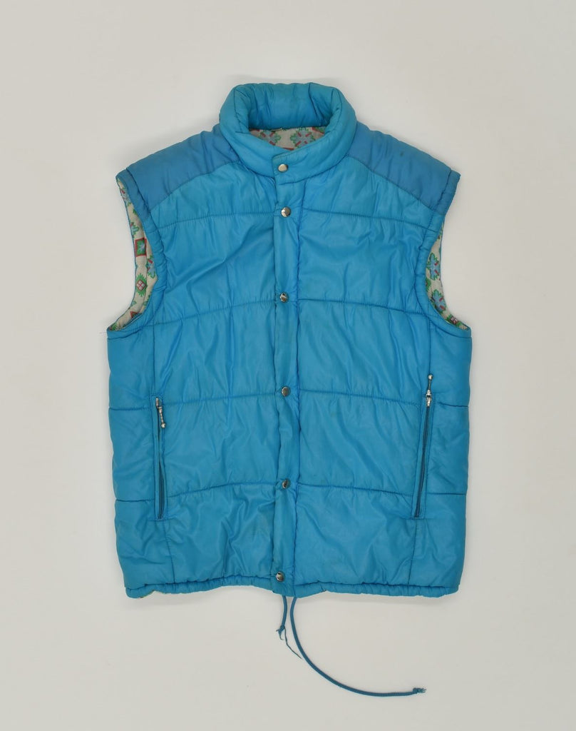 VINTAGE Mens Padded Gilet UK 36 Small Blue Polyester | Vintage Vintage | Thrift | Second-Hand Vintage | Used Clothing | Messina Hembry 