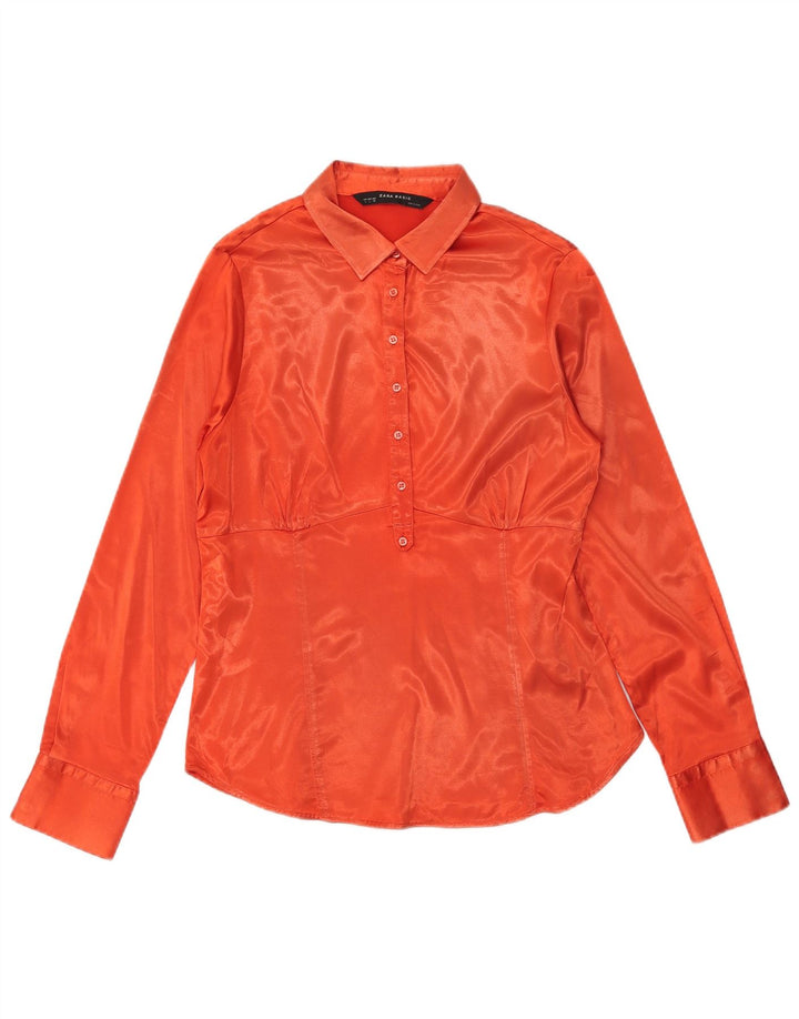 Zara Womens Pullover Shirt UK 14 Large Orange