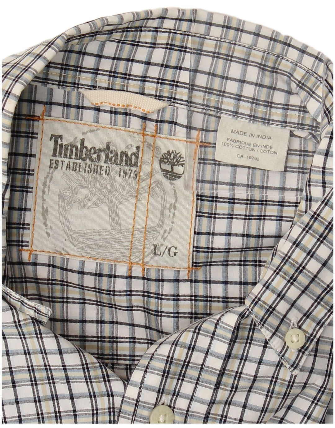 Timberland Mens Shirt Large White Check Cotton