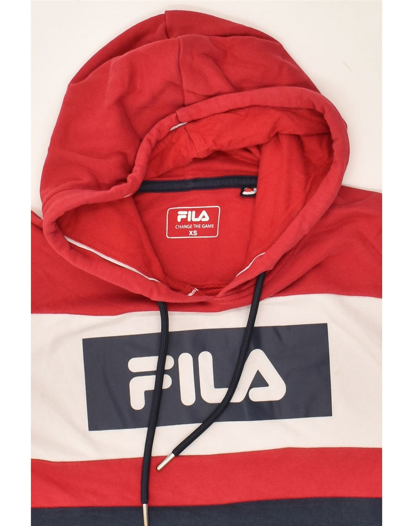 FILA Mens Graphic Hoodie Jumper XS Multicoloured Colourblock Cotton | Vintage Fila | Thrift | Second-Hand Fila | Used Clothing | Messina Hembry 