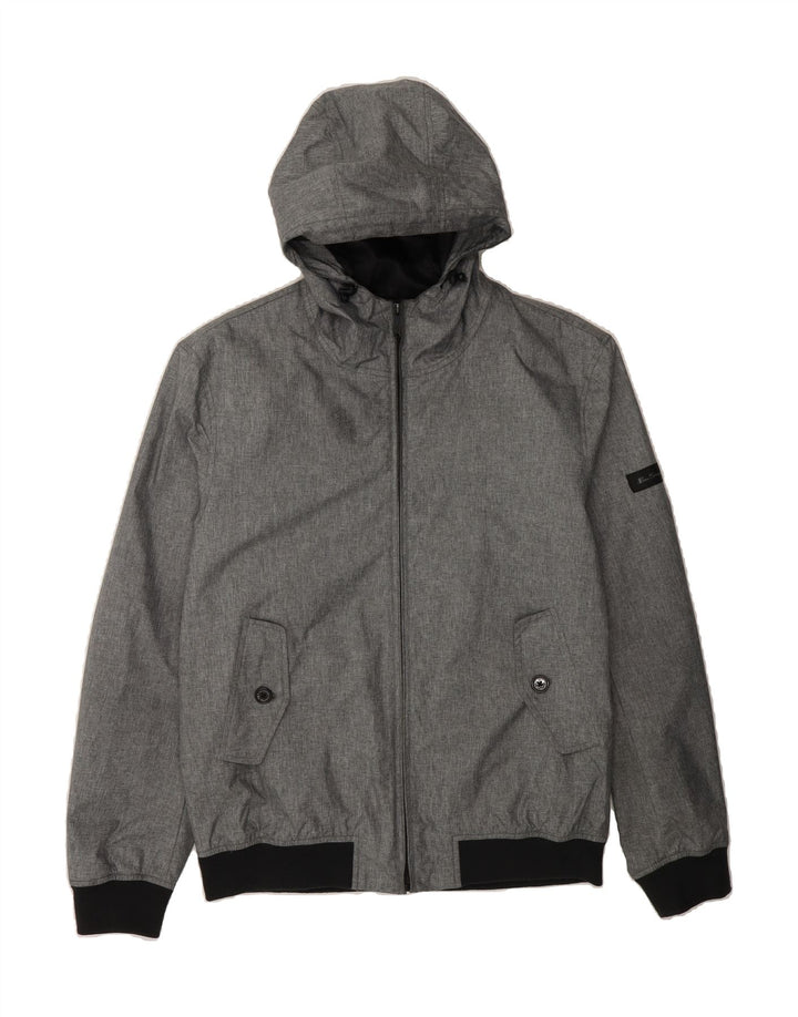 BEN SHERMAN Mens Hooded Bomber Jacket UK 40 Large Grey Polyester Vintage Ben Sherman and Second-Hand Ben Sherman from Messina Hembry 