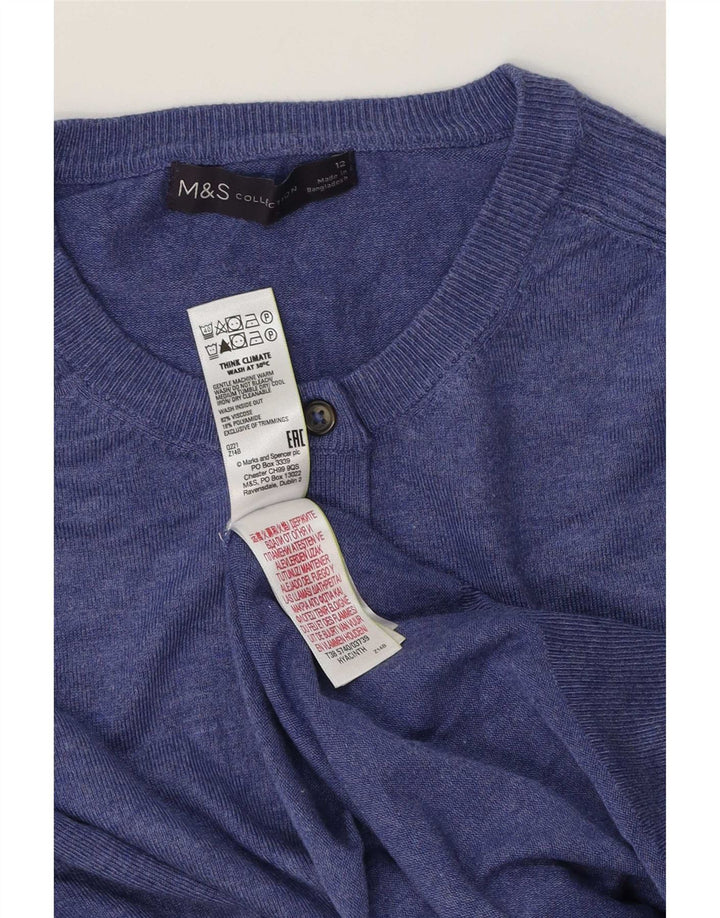 Marks & Spencer Womens Cardigan Sweater UK 12 Medium Blue Viscose