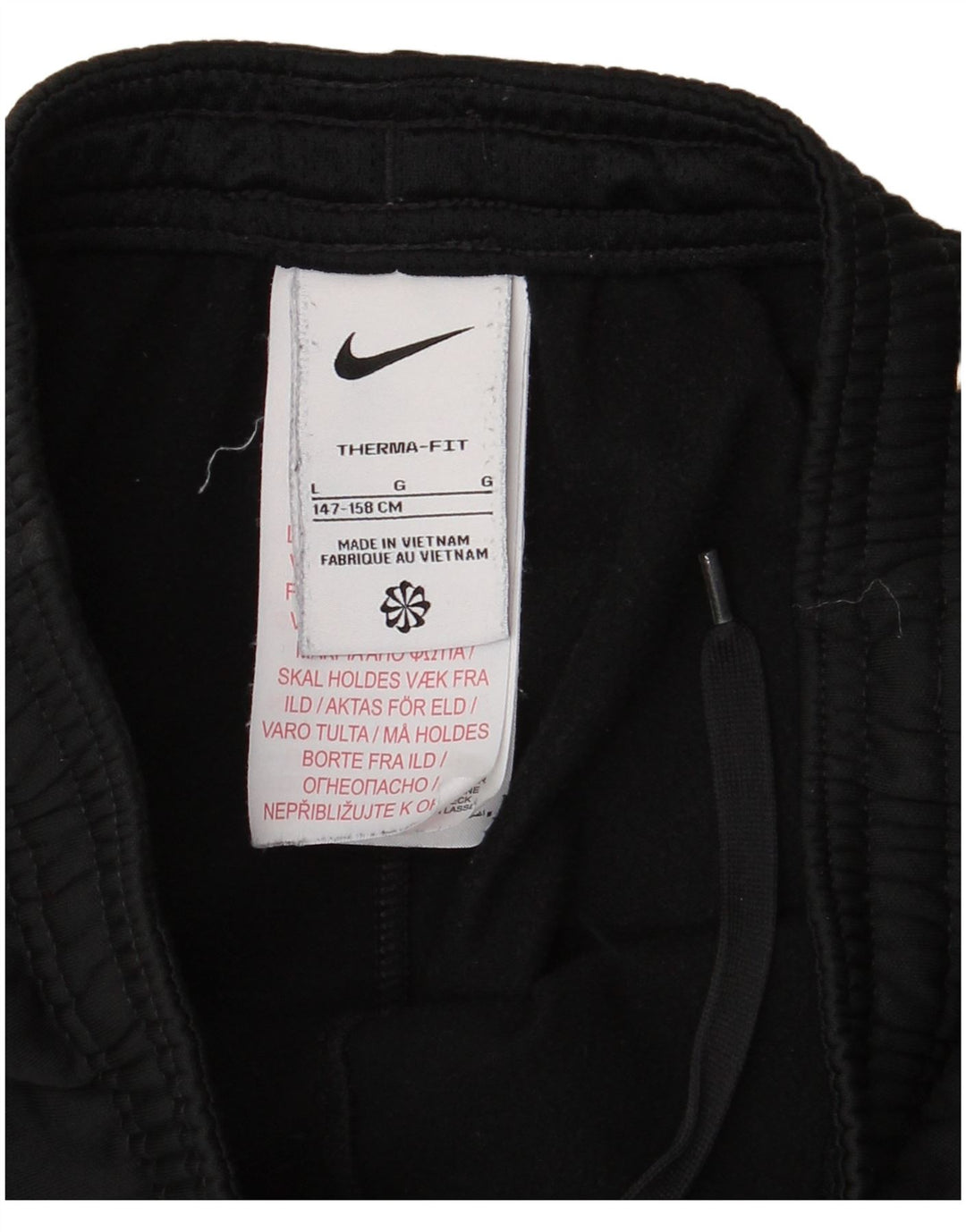 Nike Boys Therma-Fit Tracksuit Trousers 12-13 Years Large Black Polyester
