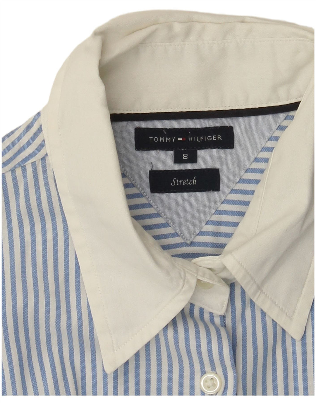 Tommy Hilfiger Womens Shirt US 8 Medium Blue Striped