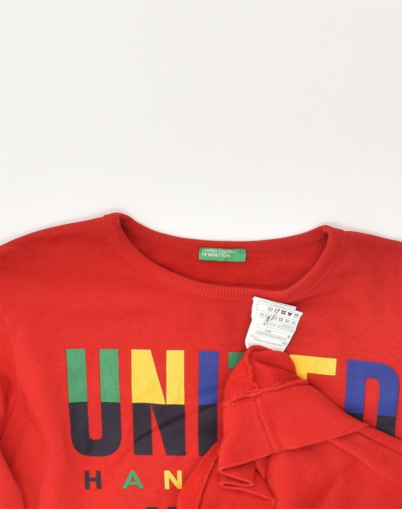 BENETTON Boys Graphic Sweatshirt Jumper 13-14 Years Red Cotton | Vintage Benetton | Thrift | Second-Hand Benetton | Used Clothing | Messina Hembry 